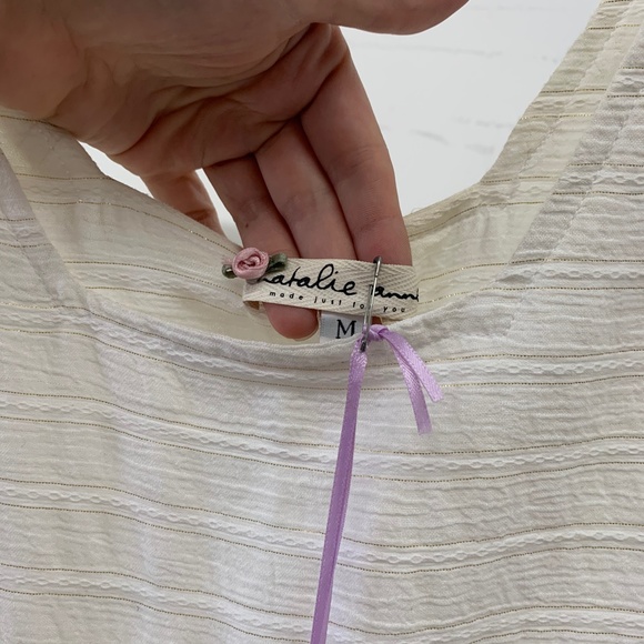 White Striped Linen Dress - Picture 3 of 4